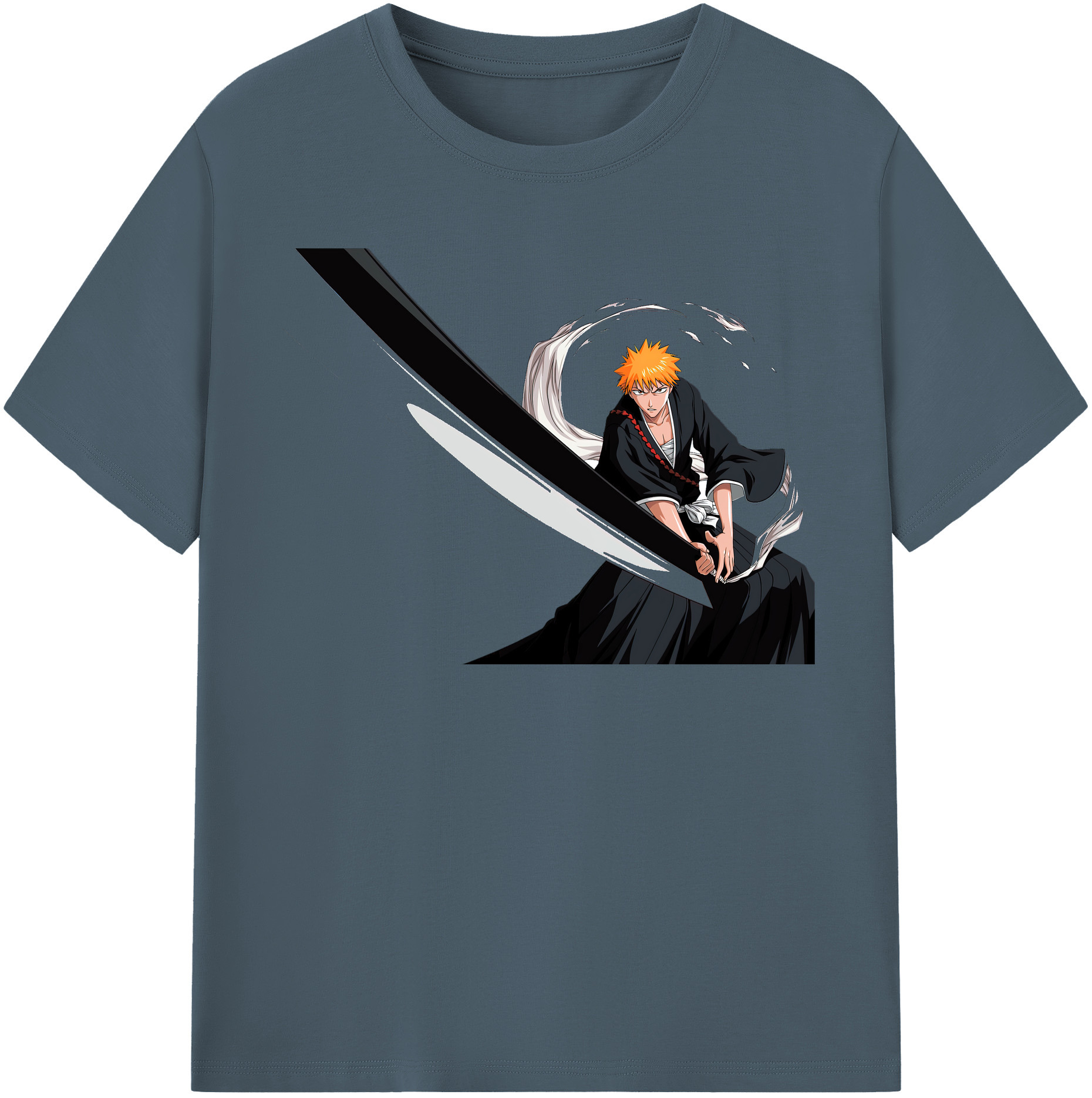 （画像用） ブリーチ 黒崎一護（くろさき いちご）BLEACH Kurosaki Ichigo 綿100％半袖Tシャツ（フロントプリント）